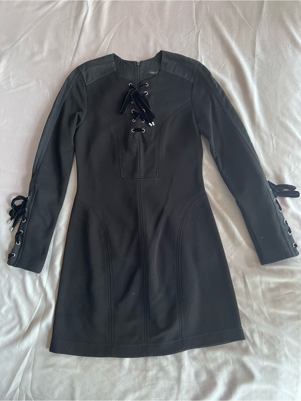 Marc by Marc Jacobs Isabella Lace-Up Long Sleeve Dress in black